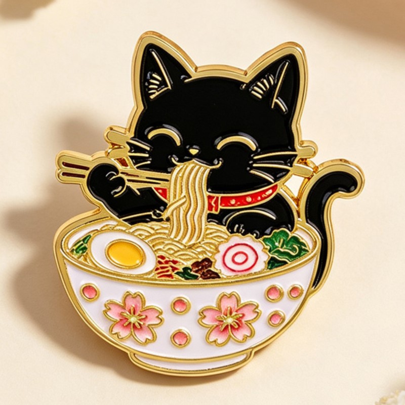 Niedliche Schwarze Katze beim  – Enamel Pin Set Bewertung und Preis
